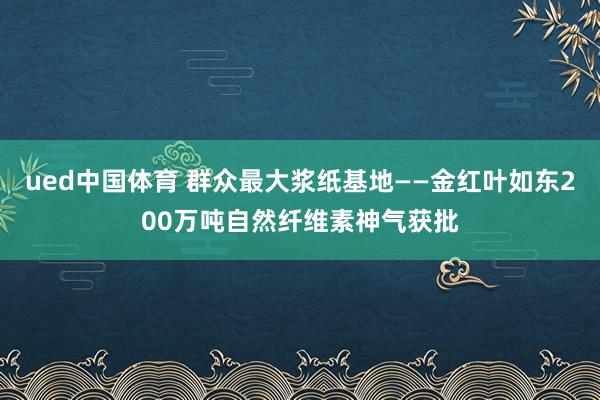 ued中国体育 群众最大浆纸基地——金红叶如东200万吨自然纤维素神气获批