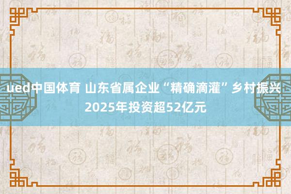 ued中国体育 山东省属企业“精确滴灌”乡村振兴 2025年投资超52亿元