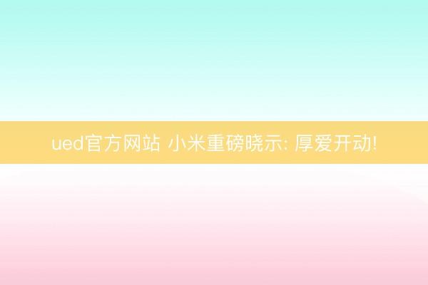 ued官方网站 小米重磅晓示: 厚爱开动!
