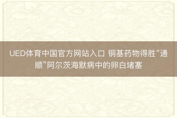 UED体育中国官方网站入口 铜基药物得胜“通顺”阿尔茨海默病中的卵白堵塞